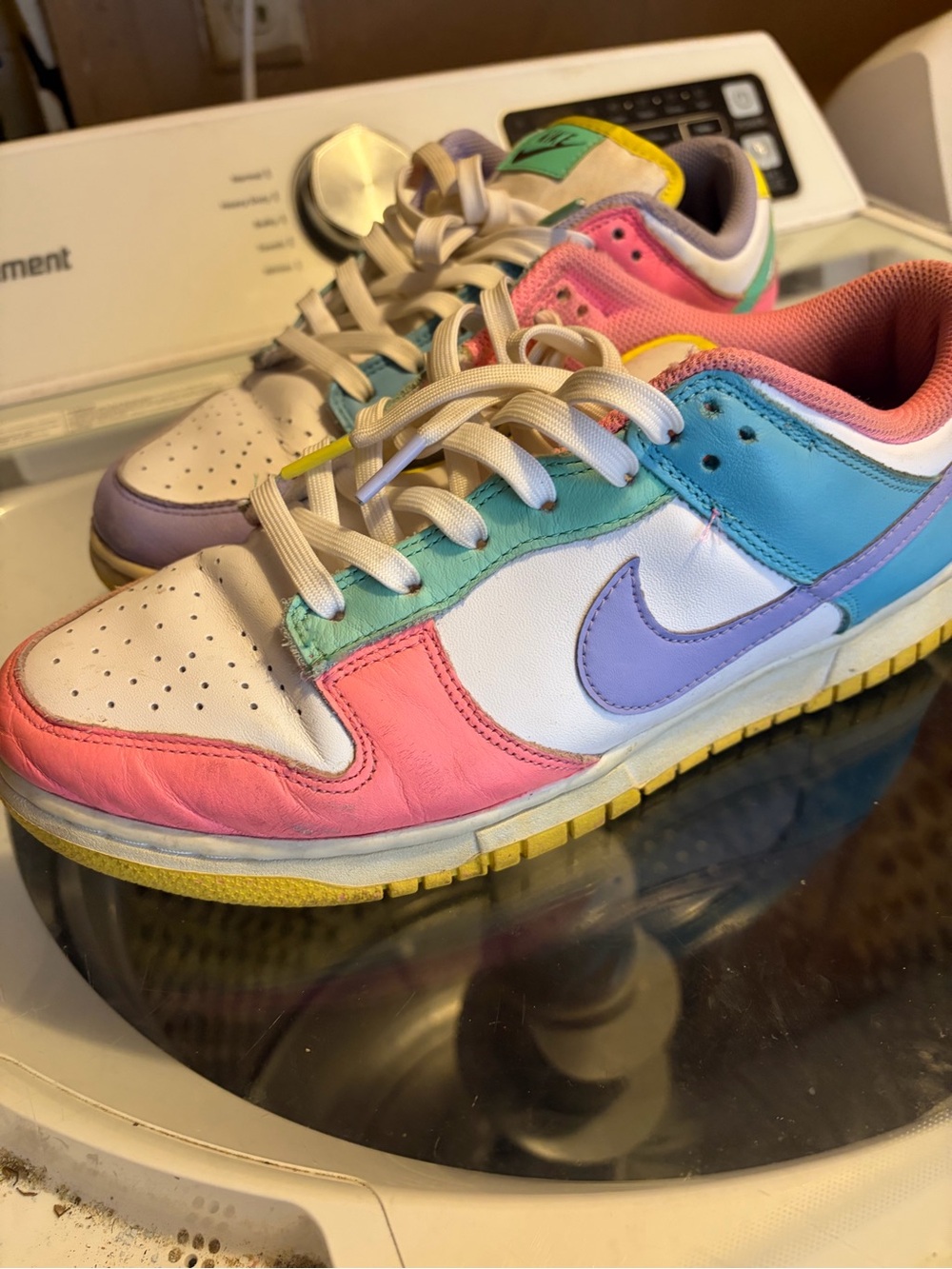Nike Women White Low-Top Sneakers with Pastel Pink, Purple, Mint & Yellow Accent - Picture 2 of 5